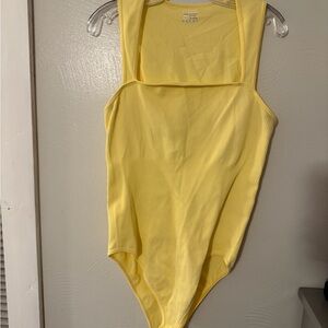 Yellow, blue and purple Ribbed One-Piece Bodysuit - Comfortable Square Neck